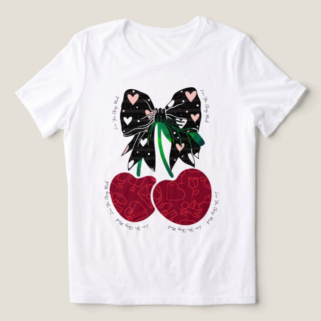 Kärlek körsbär mycket rolig frukt t shirt (Design Framsida)