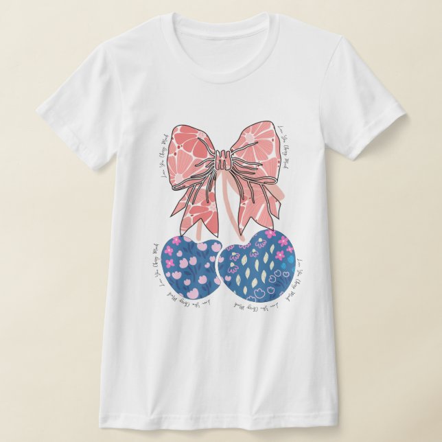 Kärlek körsbär mycket rolig frukt t shirt (Laydown)