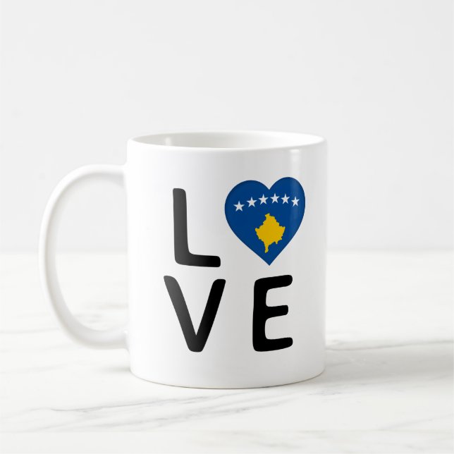 Kärlek - Kosovo Flagga Kaffemugg (Vänster)