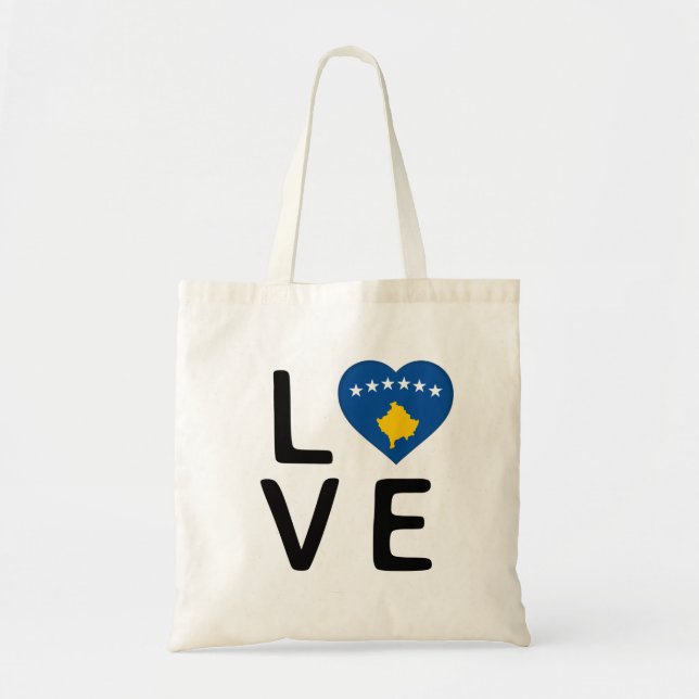 Kärlek - Kosovo Flagga Tygkasse (Framsidan)