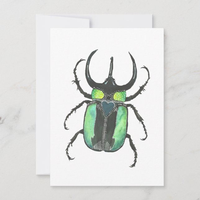 Kärlek Kryp Atlas Beetle Watercolor Valentine Anteckningskort (Framsida)
