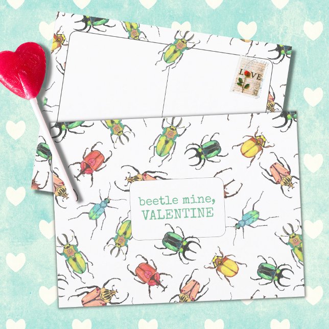 Kärlek Kryp Beetle Mine Valentine Vykort (Skapare uppladdad)