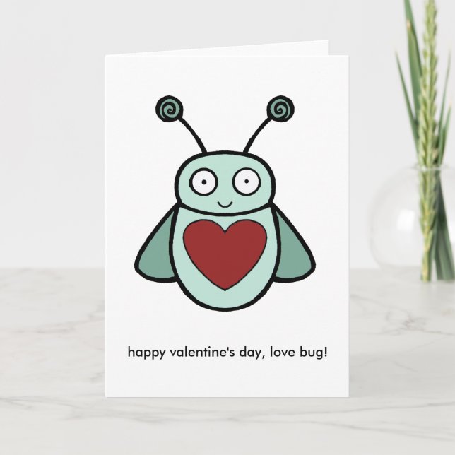 Kärlek Kryp, det lyckliga valentinets dag, kärlek  Helgkort (Framsida)