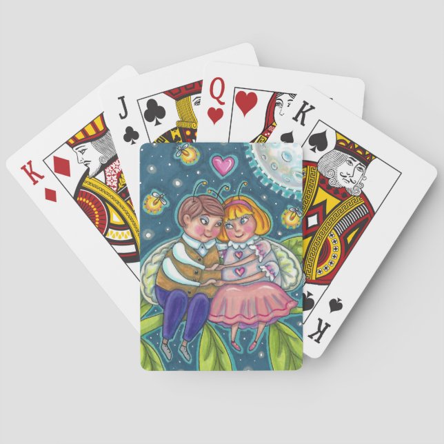 KÄRLEK KRYP, FIREFLIES & FULL MOON, CUTE VALENTINE CASINOKORT (Baksidan)