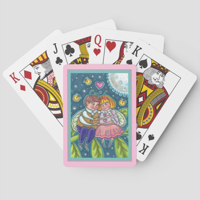 KÄRLEK KRYP, FIREFLIES & FULL MOON, CUTE VALENTINE CASINOKORT (Baksidan)
