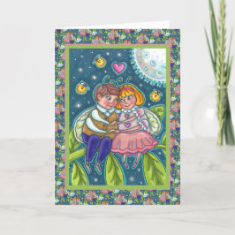 KÄRLEK KRYP, FIREFLIES & FULL MOON, CUTE VALENTINE HELGKORT