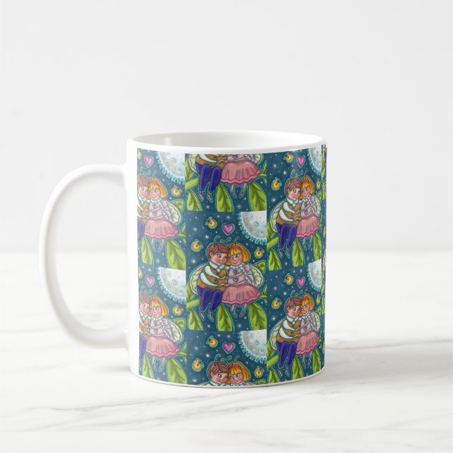 KÄRLEK KRYP, FIREFLIES & FULL MOON, CUTE VALENTINE KAFFEMUGG (Vänster)