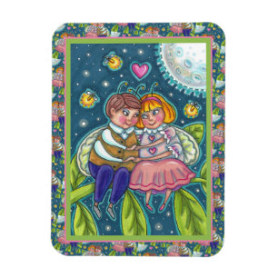 KÄRLEK KRYP, FIREFLIES & FULL MOON, CUTE VALENTINE MAGNET