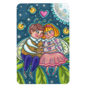 KÄRLEK KRYP, FIREFLIES & FULL MOON, CUTE VALENTINE MAGNET
