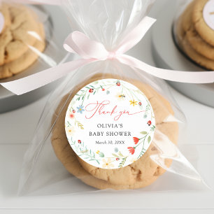 Kärlek kryp Garden Wildblomma Baby Shower Tack Runt Klistermärke