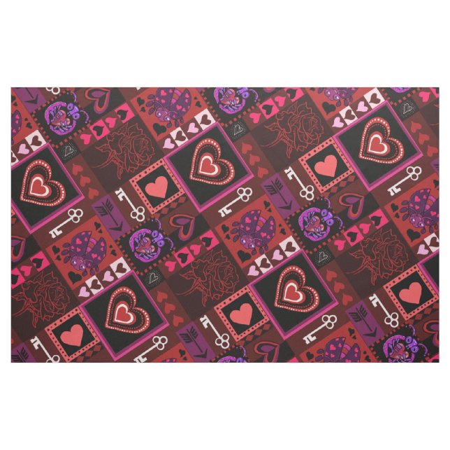Kärlek Kryp Hearts Mönster Tyg (Fat Quarter)