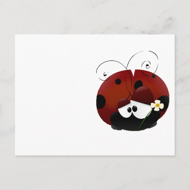 Kärlek Kryp Ladybug, Cute Tecknad Valentine Day Helg Vykort (Framsida)