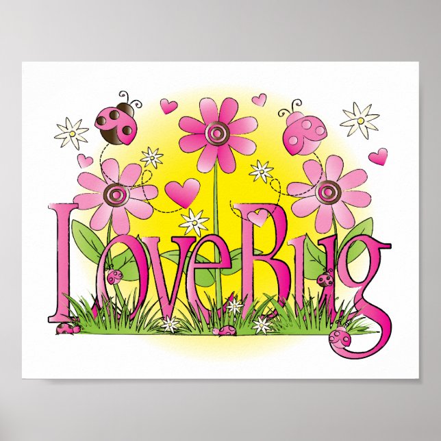 Kärlek Kryp Nyckelpiga Girls Room Wall Art Poster (Framsidan)