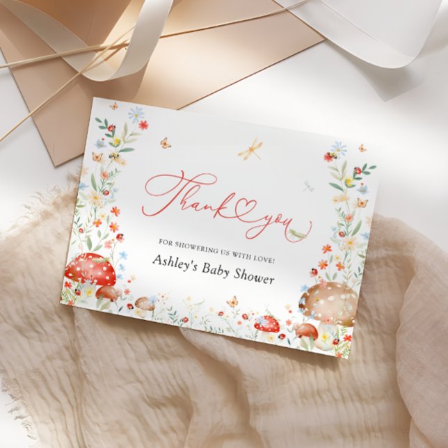 Kärlek Kryp WildblomBaby Shower Tack Kort (Skapare uppladdad)