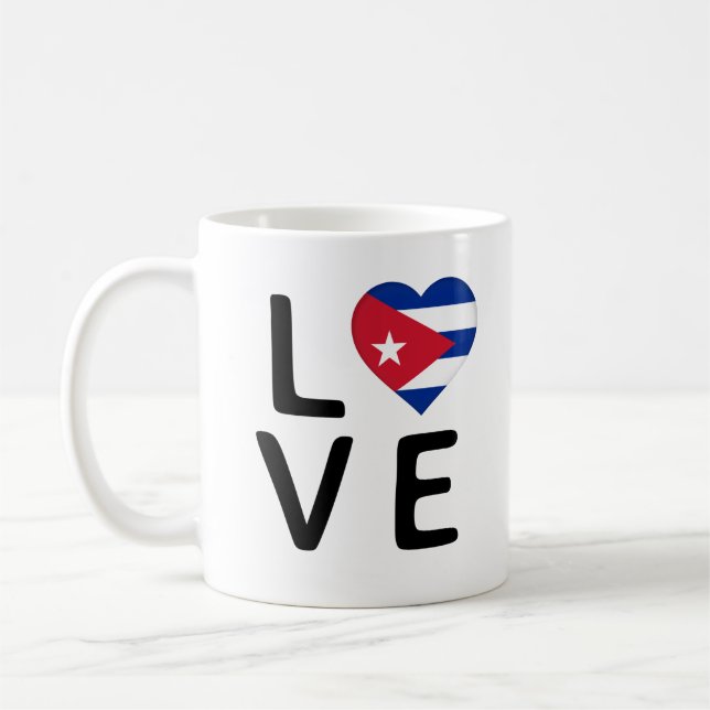 Kärlek - Kuba Flagga Kaffemugg (Vänster)
