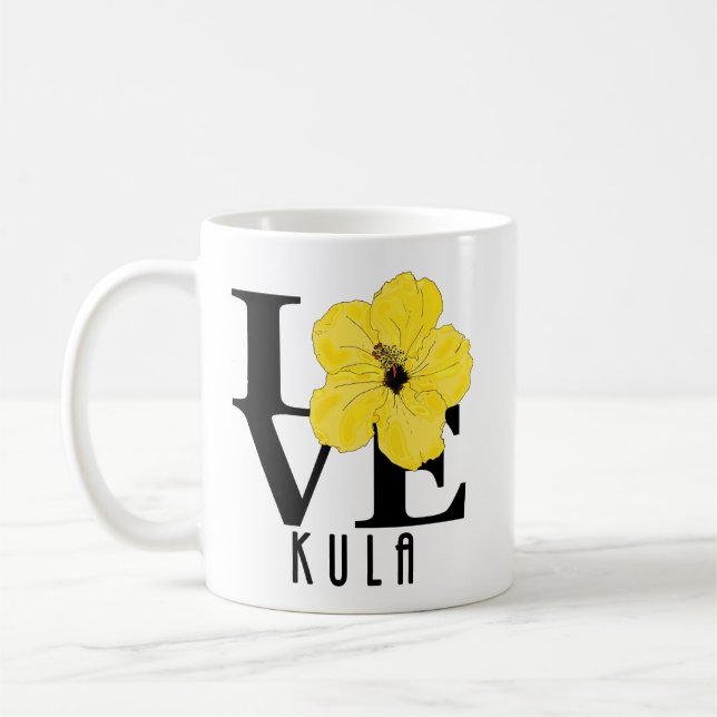 KÄRLEK Kula Gult Hibiscus 11oz Kaffemugg (Vänster)