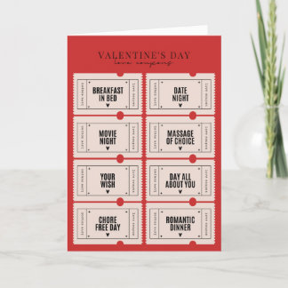 Kärlek-kupong Valentine Tack Kort