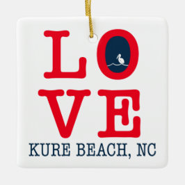 Kärlek Kure Beach, NC-jul Julgransprydnad Keramik