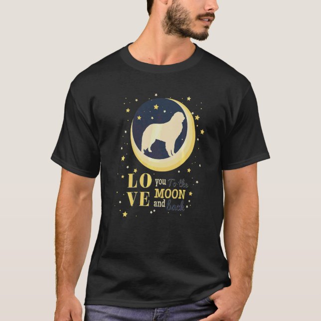 Kärlek Kuvasz Hund till Måne T Shirt (Framsida)