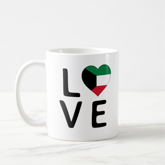 Kärlek - Kuwait Flagga Kaffemugg (Vänster)
