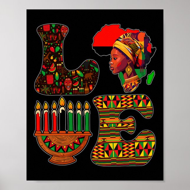 Kärlek Kwanzaa Kinara Principles Candles Pan Afric Poster (Framsidan)