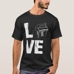 Kärlek L O V E Piano Pianist Roligt Grand Piano T Shirt