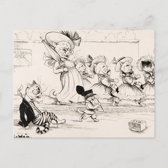 Kärlek Labourpartiets Borttappad av Louis Wain Vykort (Framsida)