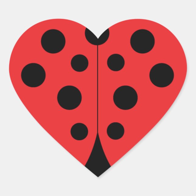 Kärlek Ladybug Heart Sticker Hjärtformat Klistermärke (Framsida)