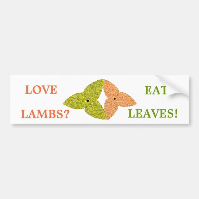 Kärlek Lambs Eat Löv Bumper Sticker Bildekal (Framsidan)