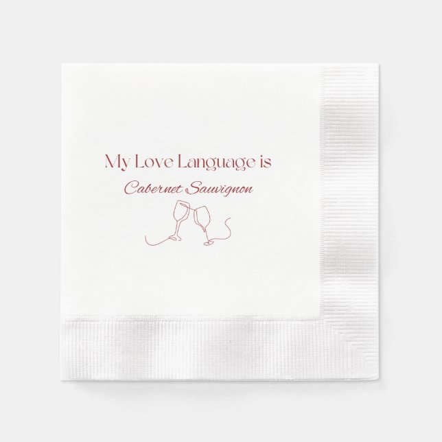 Kärlek Language Cabernet Sauvignon Cocktail Napkin Pappersservett (Framsidan)