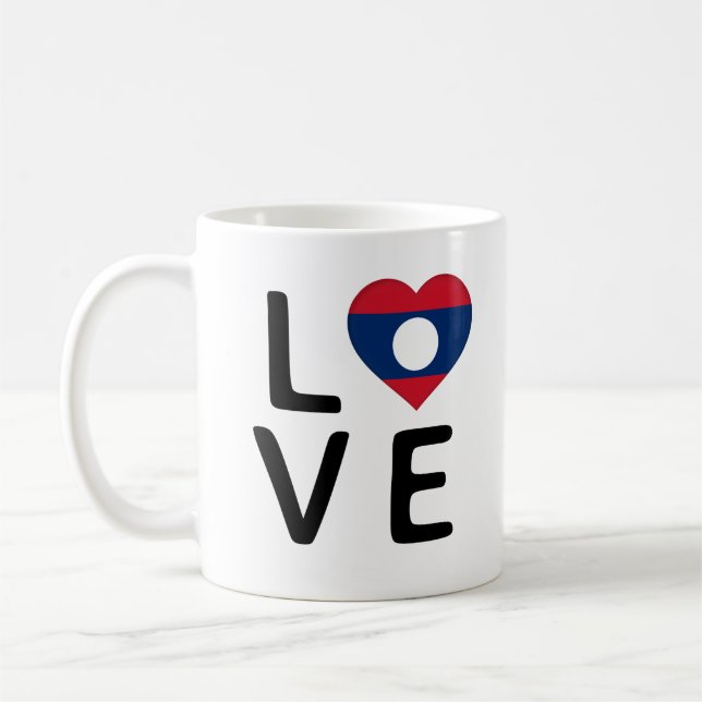 Kärlek - Laos Flagga Kaffemugg (Vänster)
