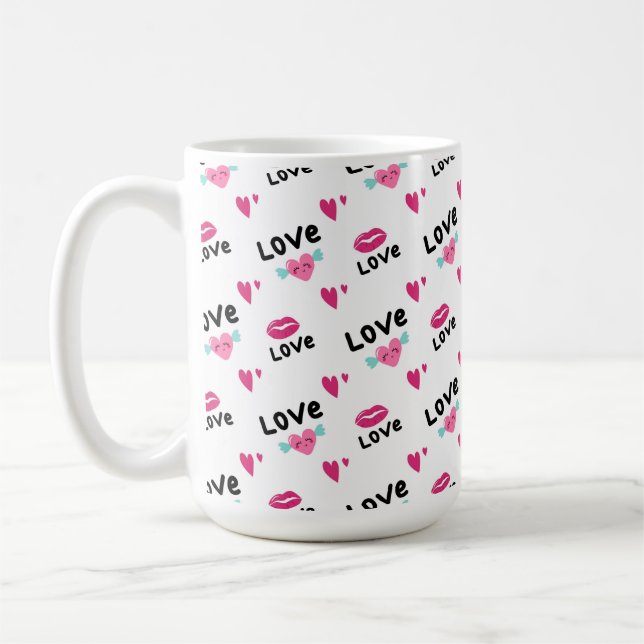 Kärlek Läppar och Hearts-kaffe Mugg (Vänster)