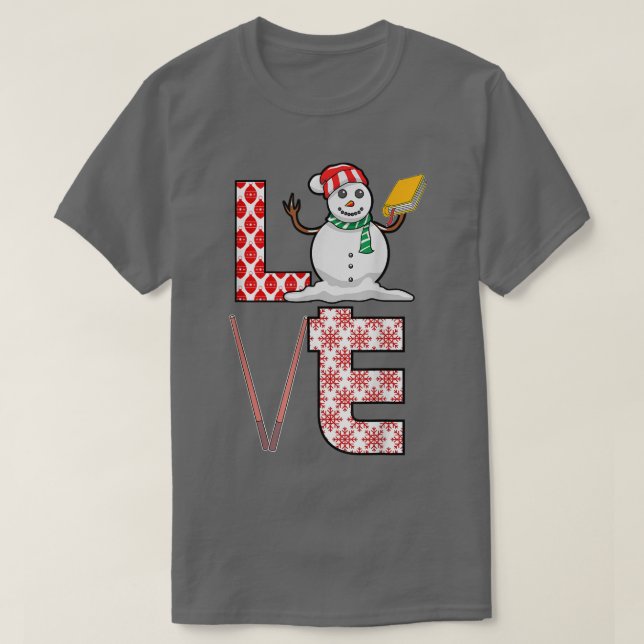 Kärlek Lärare jul Snögubbe Julafton Pajama Teachin T Shirt (Design framsida)