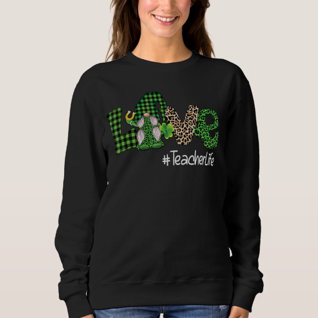 Kärlek Lärare Life Funny Gnome Leopard Play St Pat T Shirt (Framsida)