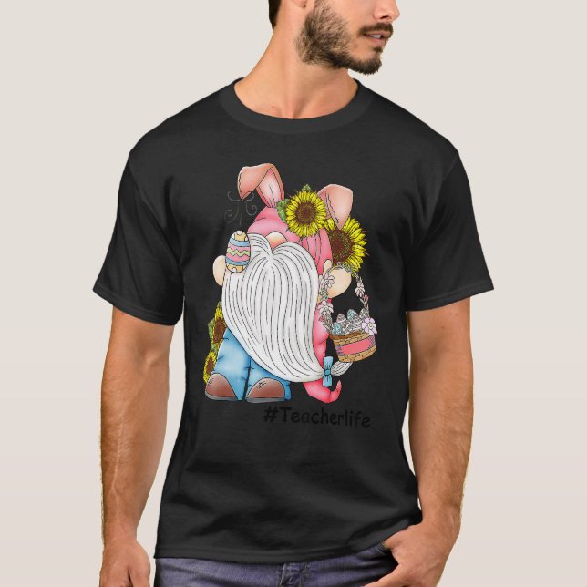 Kärlek Lärare Life Påsk Gnome Egg Hunting Basket T Shirt (Framsida)