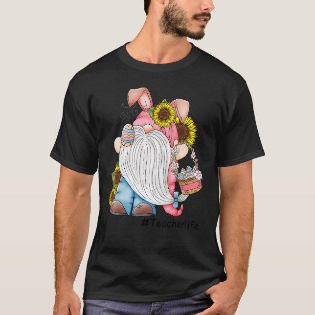 Kärlek Lärare Life Påsk Gnome Egg Hunting Basket T Shirt (Framsida)