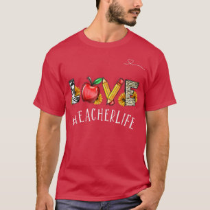 Kärlek Lärare Life Red Apple Pencil School Lärare T Shirt