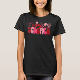 Kärlek Lärare Retro Happy Valentine Day Groovy Fl T Shirt