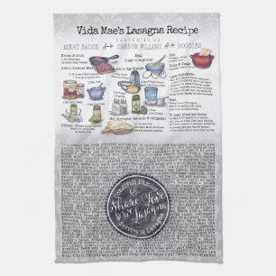 Kärlek Lasagna Lasagna Recipe Tea Towel Kökshandduk
