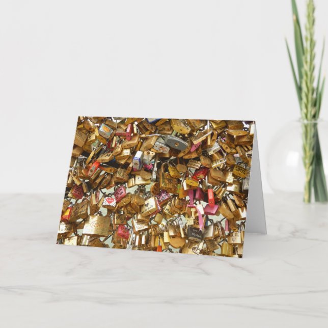 Kärlek låser alla hjärtans dagskort helgkort (Framsida)