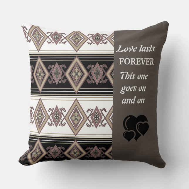 Kärlek Lasts Forever Folk Art Design Pillow Kudde (Framsida)