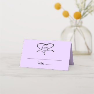 Kärlek Lavendar-mappkort Placeringskort