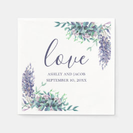 Kärlek. Lavender lila blommor. Blommigt bröllop Pappersservett