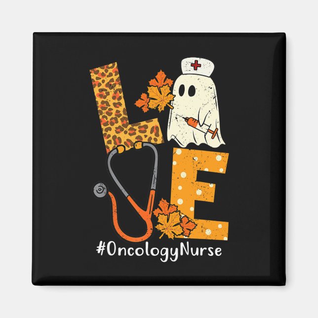 KÄRLEK Leopard Ghost Oncology Nurse Halloween Cost Magnet (Framsidan)