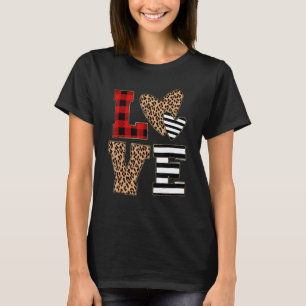 Kärlek Leopard Heart Buffalo Red Play Alla hjärtan T Shirt