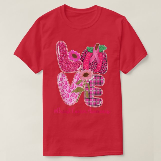 Kärlek Leopard Play Pumpkin Rosa Warrior Breast Ca T Shirt (Design framsida)