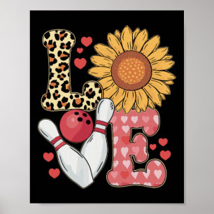 Kärlek Leopard Solros Bowling Alla hjärtans dag Bo Poster
