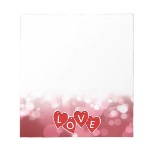 Kärlek Lettering Red Hearts Anteckningsblock