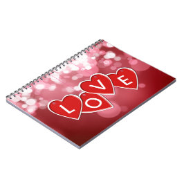 Kärlek Lettering Red Hearts Anteckningsbok Med Spiral