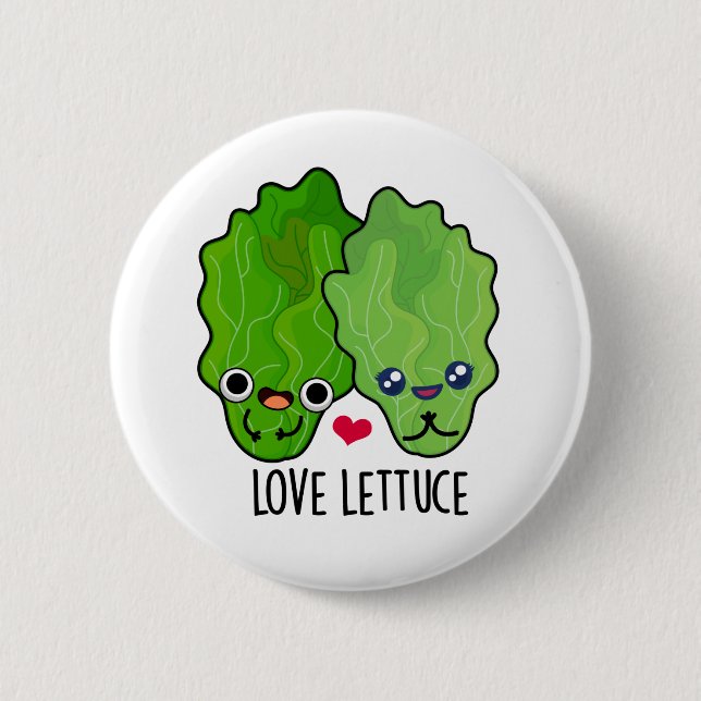 Kärlek Lettuce Cute Veggie Pun Knapp (Framsida)